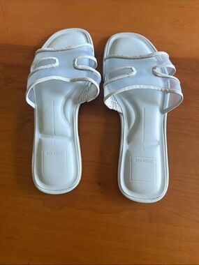 Dolce Vita White Dual-Strap Slide Sandals